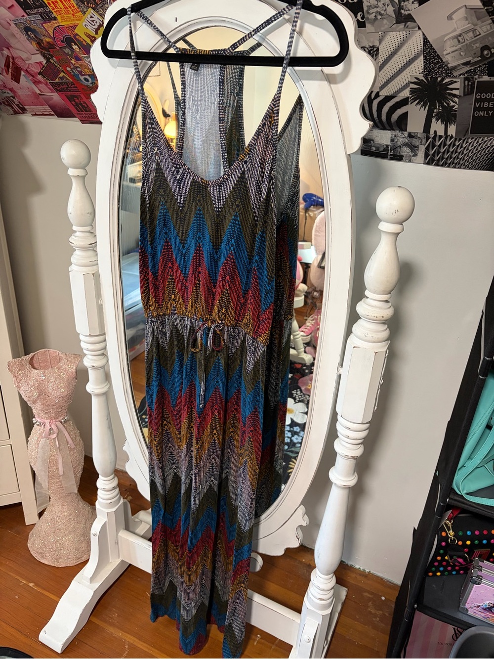 Banana Republic Multicolor Chevron Maxi Dress — Teal, Burgundy & Olive